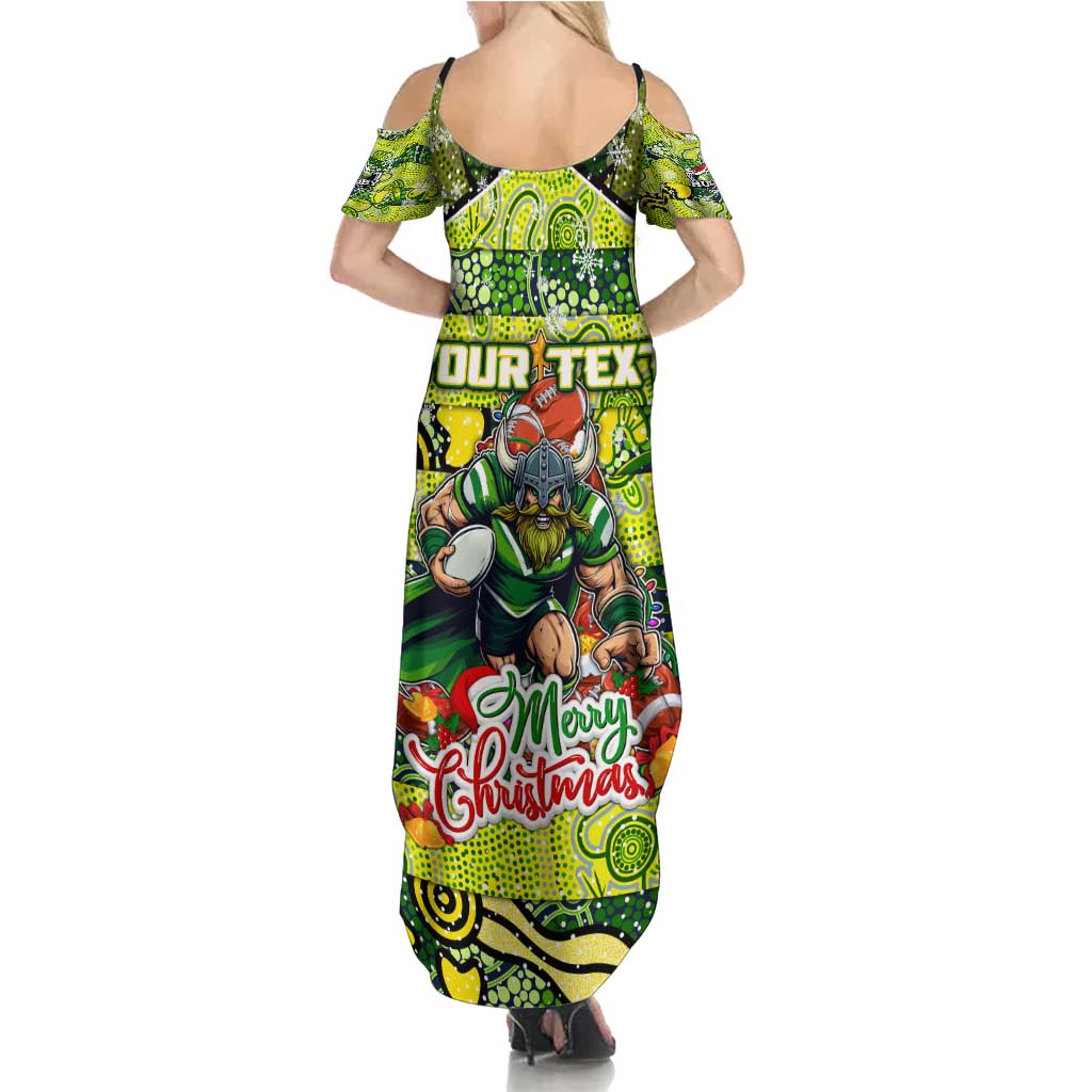 Custom Raiders Rugby Merry Christmas Family Matching Summer Maxi Dress and Hawaiian Shirt Indigenous Australian Art