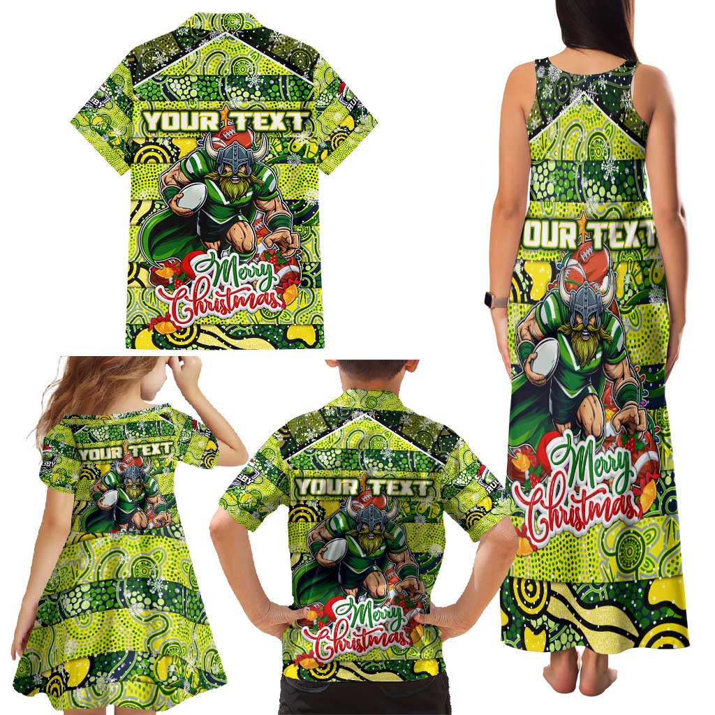 Custom Raiders Rugby Merry Christmas Family Matching Tank Maxi Dress and Hawaiian Shirt Indigenous Australian Art