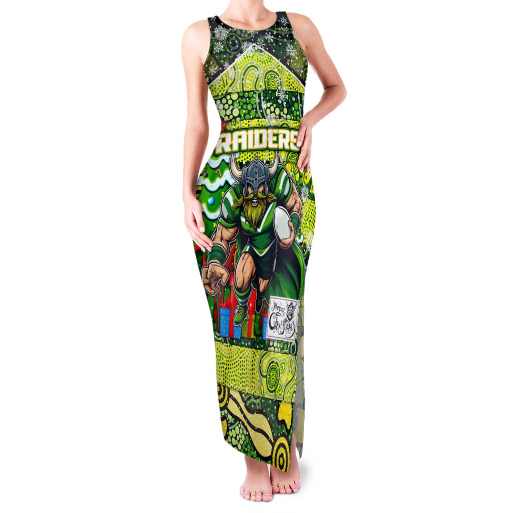 Custom Raiders Rugby Merry Christmas Family Matching Tank Maxi Dress and Hawaiian Shirt Indigenous Australian Art