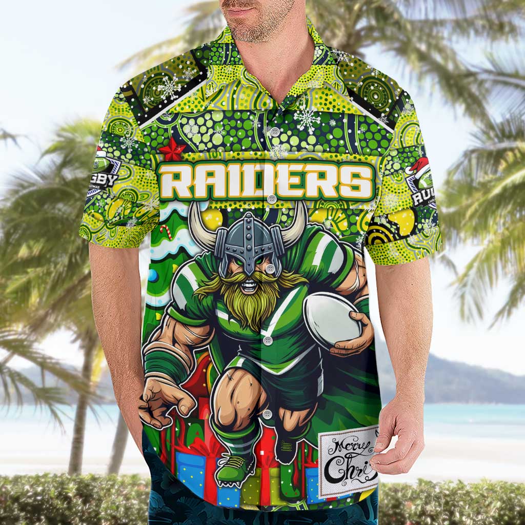 Custom Raiders Rugby Merry Christmas Hawaiian Shirt Indigenous Australian Art - Vibe Hoodie Shop