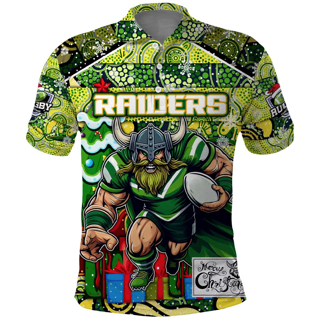 Custom Raiders Rugby Merry Christmas Polo Shirt Indigenous Australian Art - Vibe Hoodie Shop