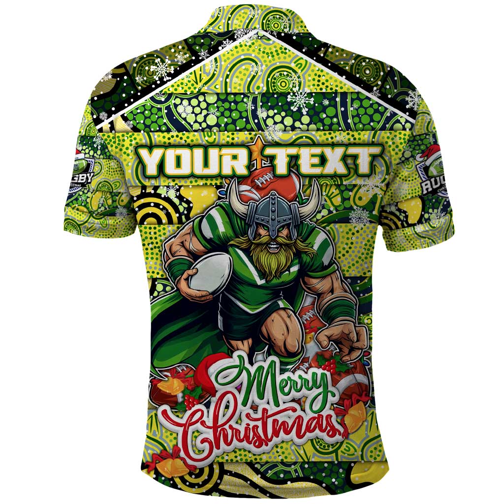 Custom Raiders Rugby Merry Christmas Polo Shirt Indigenous Australian Art - Vibe Hoodie Shop