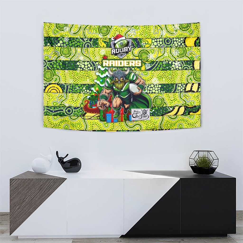 Raiders Rugby Merry Christmas Tapestry Indigenous Australian Art - Vibe Hoodie Shop