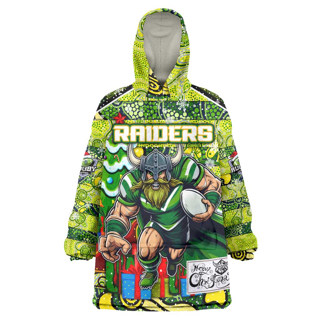 Custom Raiders Rugby Merry Christmas Wearable Blanket Hoodie Indigenous Australian Art - Vibe Hoodie Shop