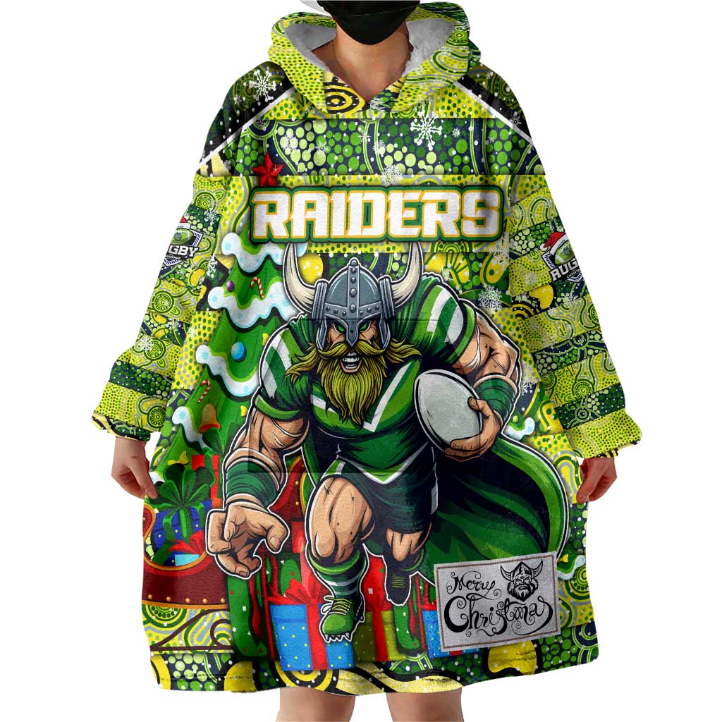 Custom Raiders Rugby Merry Christmas Wearable Blanket Hoodie Indigenous Australian Art - Vibe Hoodie Shop