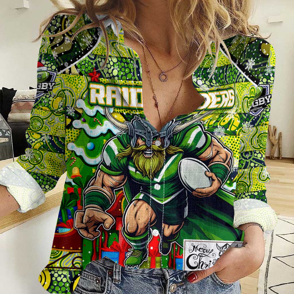 Custom Raiders Rugby Merry Christmas Women Casual Shirt Indigenous Australian Art - Vibe Hoodie Shop