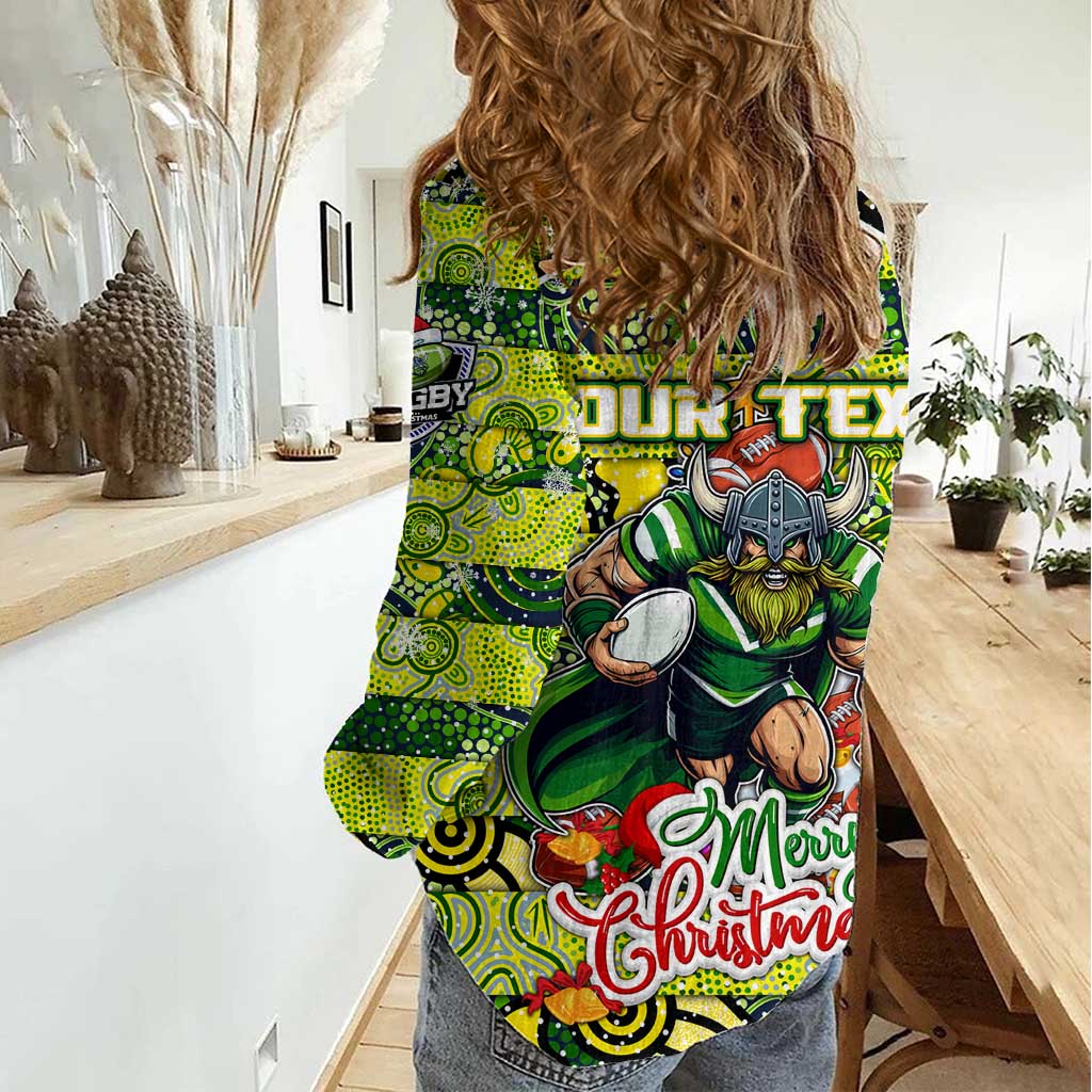 Custom Raiders Rugby Merry Christmas Women Casual Shirt Indigenous Australian Art - Vibe Hoodie Shop