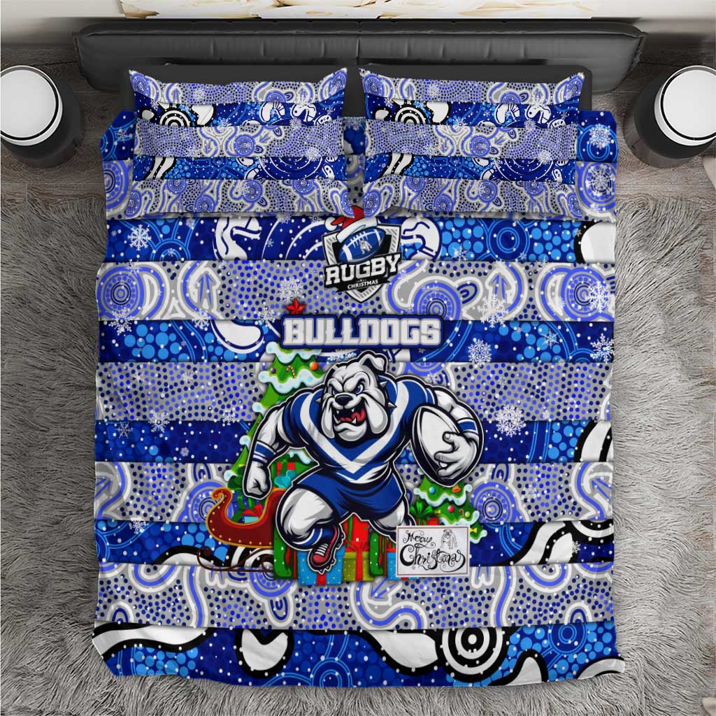 Bulldogs Rugby Merry Christmas Bedding Set Indigenous Australian Art - Vibe Hoodie Shop