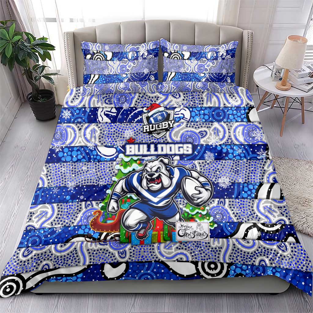 Bulldogs Rugby Merry Christmas Bedding Set Indigenous Australian Art - Vibe Hoodie Shop