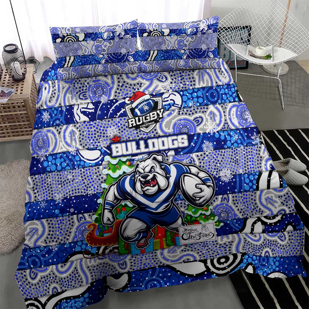 Bulldogs Rugby Merry Christmas Bedding Set Indigenous Australian Art - Vibe Hoodie Shop