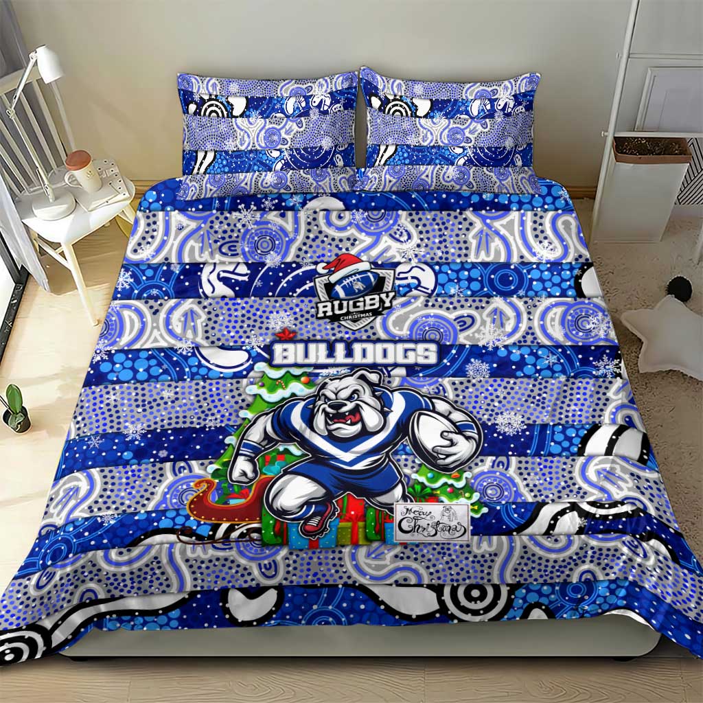 Bulldogs Rugby Merry Christmas Bedding Set Indigenous Australian Art - Vibe Hoodie Shop