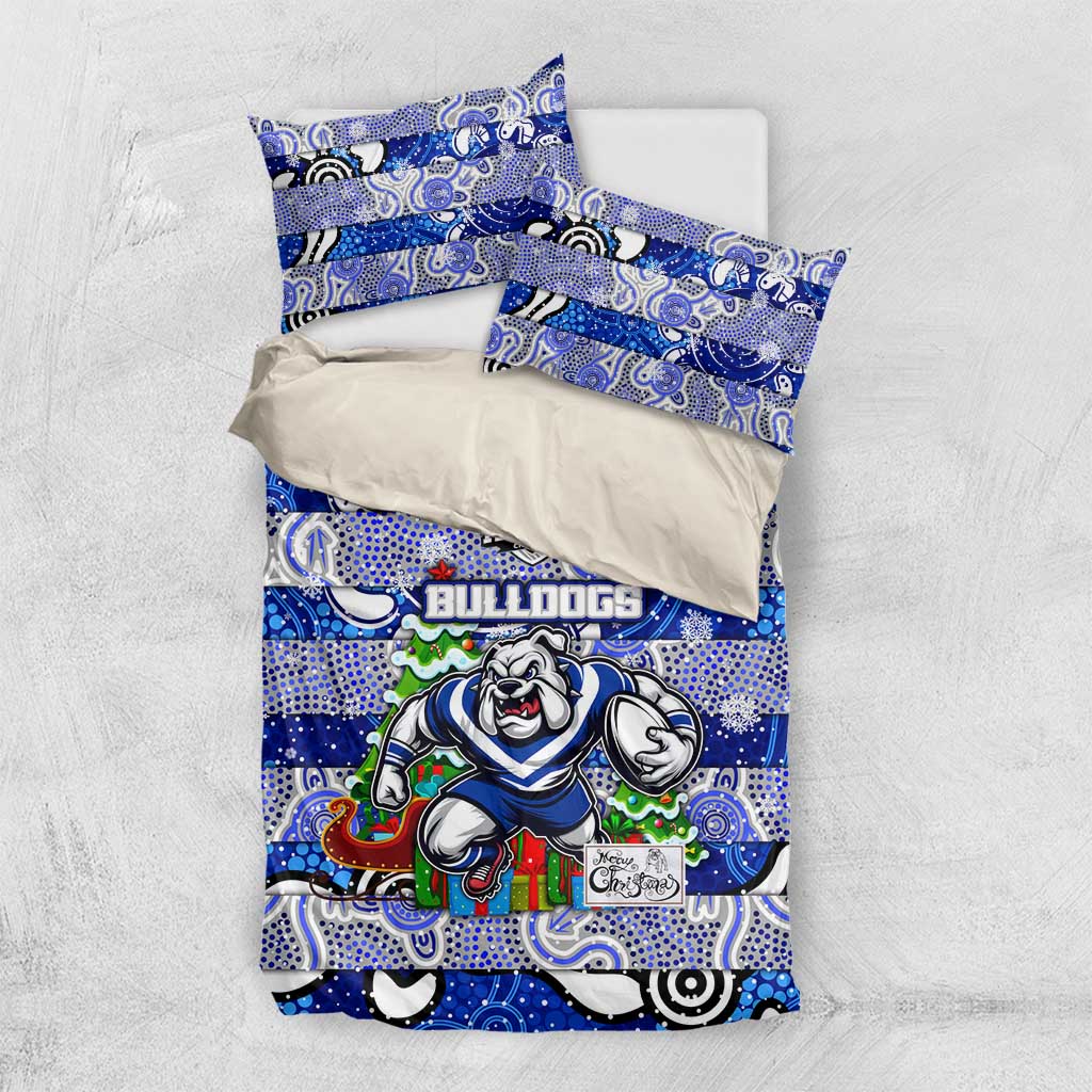 Bulldogs Rugby Merry Christmas Bedding Set Indigenous Australian Art - Vibe Hoodie Shop