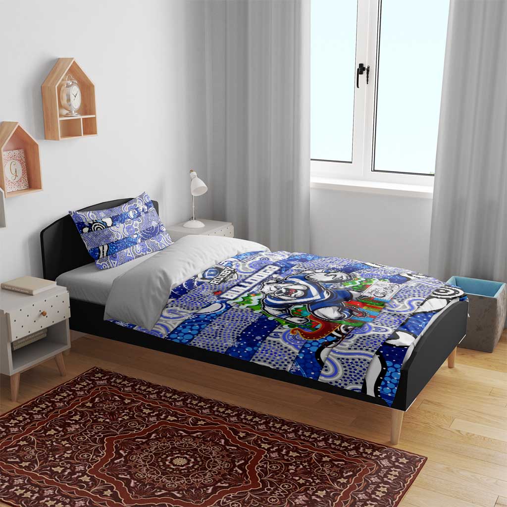 Bulldogs Rugby Merry Christmas Bedding Set Indigenous Australian Art - Vibe Hoodie Shop