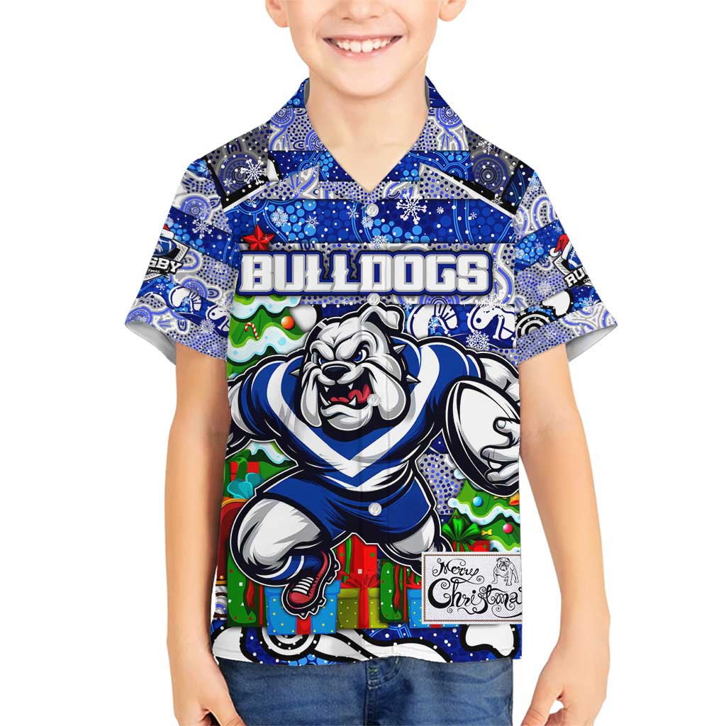 Custom Bulldogs Rugby Merry Christmas Family Matching Puletasi and Hawaiian Shirt Indigenous Australian Art