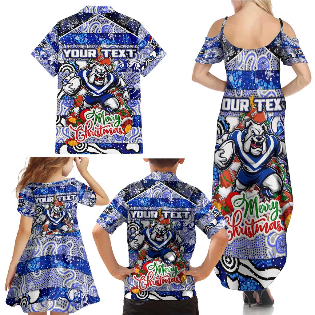 Custom Bulldogs Rugby Merry Christmas Family Matching Summer Maxi Dress and Hawaiian Shirt Indigenous Australian Art