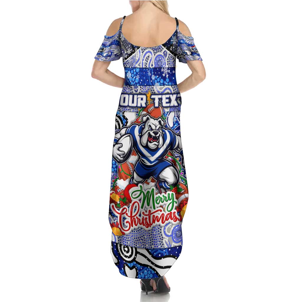 Custom Bulldogs Rugby Merry Christmas Family Matching Summer Maxi Dress and Hawaiian Shirt Indigenous Australian Art