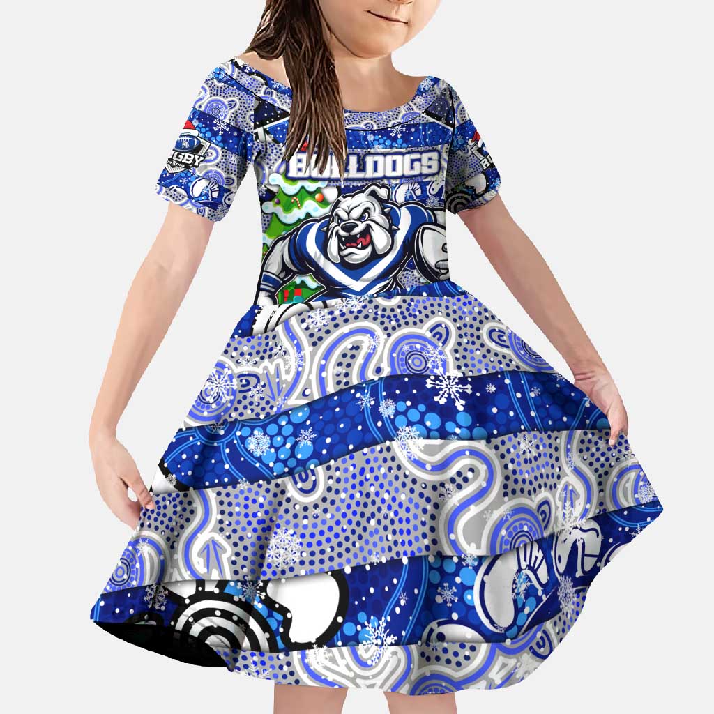 Custom Bulldogs Rugby Merry Christmas Family Matching Tank Maxi Dress and Hawaiian Shirt Indigenous Australian Art