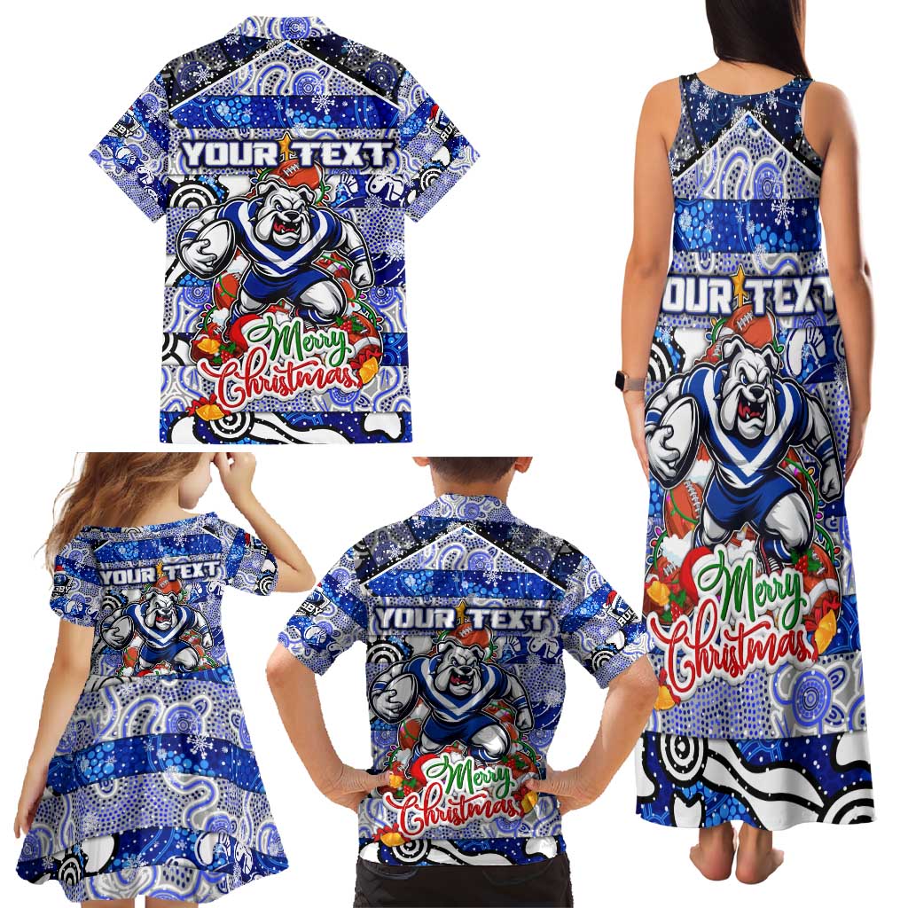 Custom Bulldogs Rugby Merry Christmas Family Matching Tank Maxi Dress and Hawaiian Shirt Indigenous Australian Art