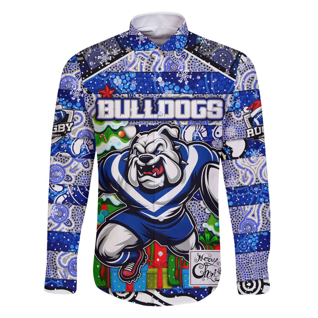 Custom Bulldogs Rugby Merry Christmas Family Matching Tank Maxi Dress and Hawaiian Shirt Indigenous Australian Art