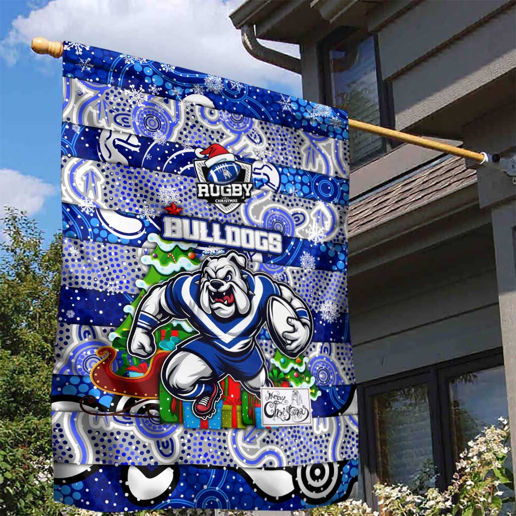 Bulldogs Rugby Merry Christmas Garden Flag Indigenous Australian Art - Vibe Hoodie Shop