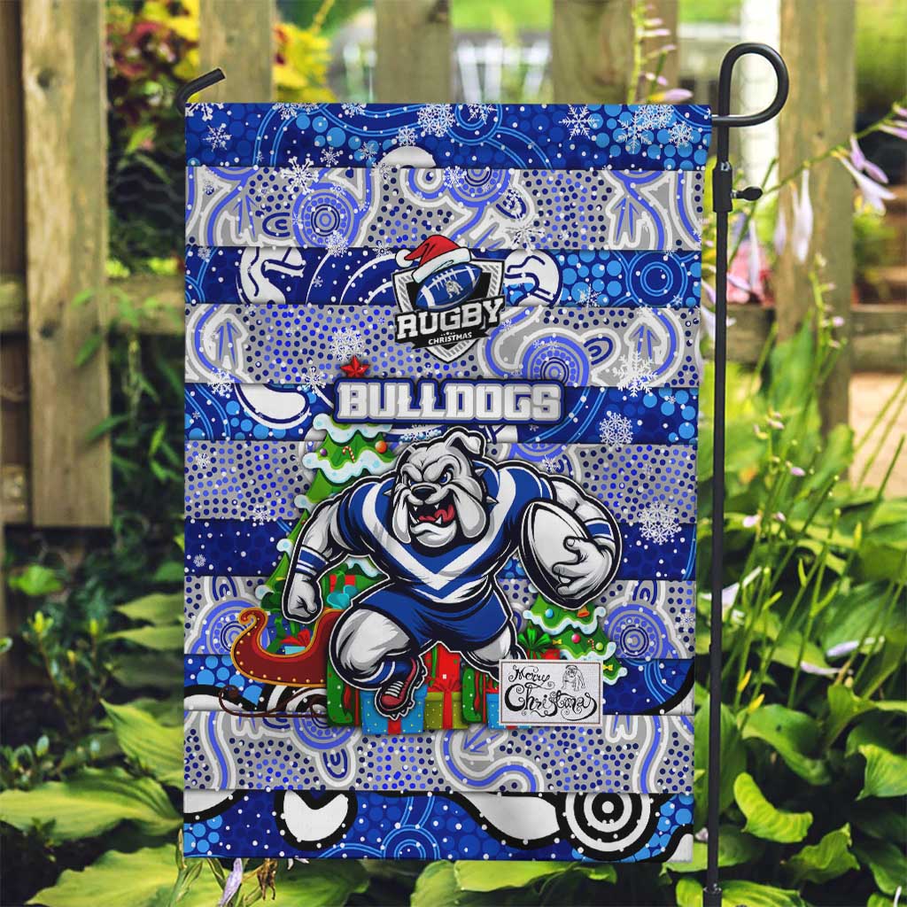 Bulldogs Rugby Merry Christmas Garden Flag Indigenous Australian Art - Vibe Hoodie Shop