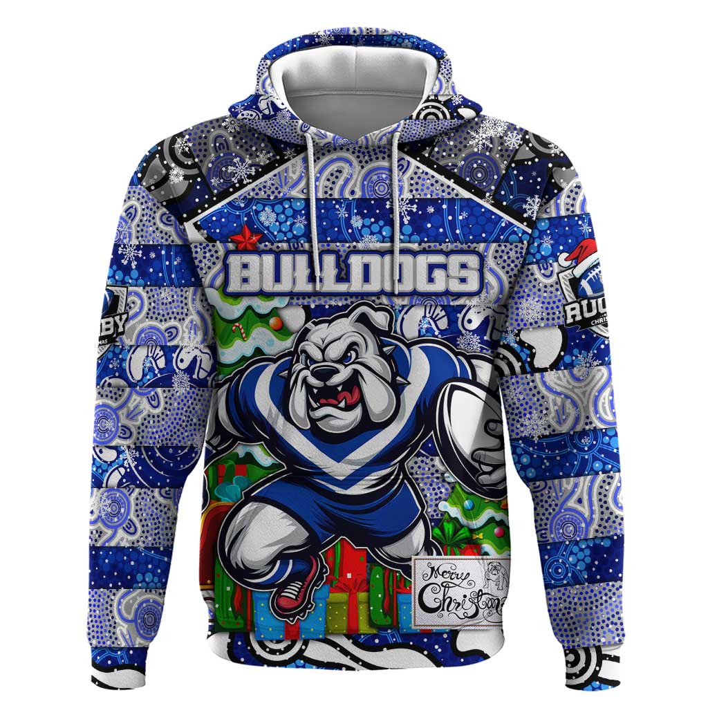 Custom Bulldogs Rugby Merry Christmas Hoodie Indigenous Australian Art - Vibe Hoodie Shop