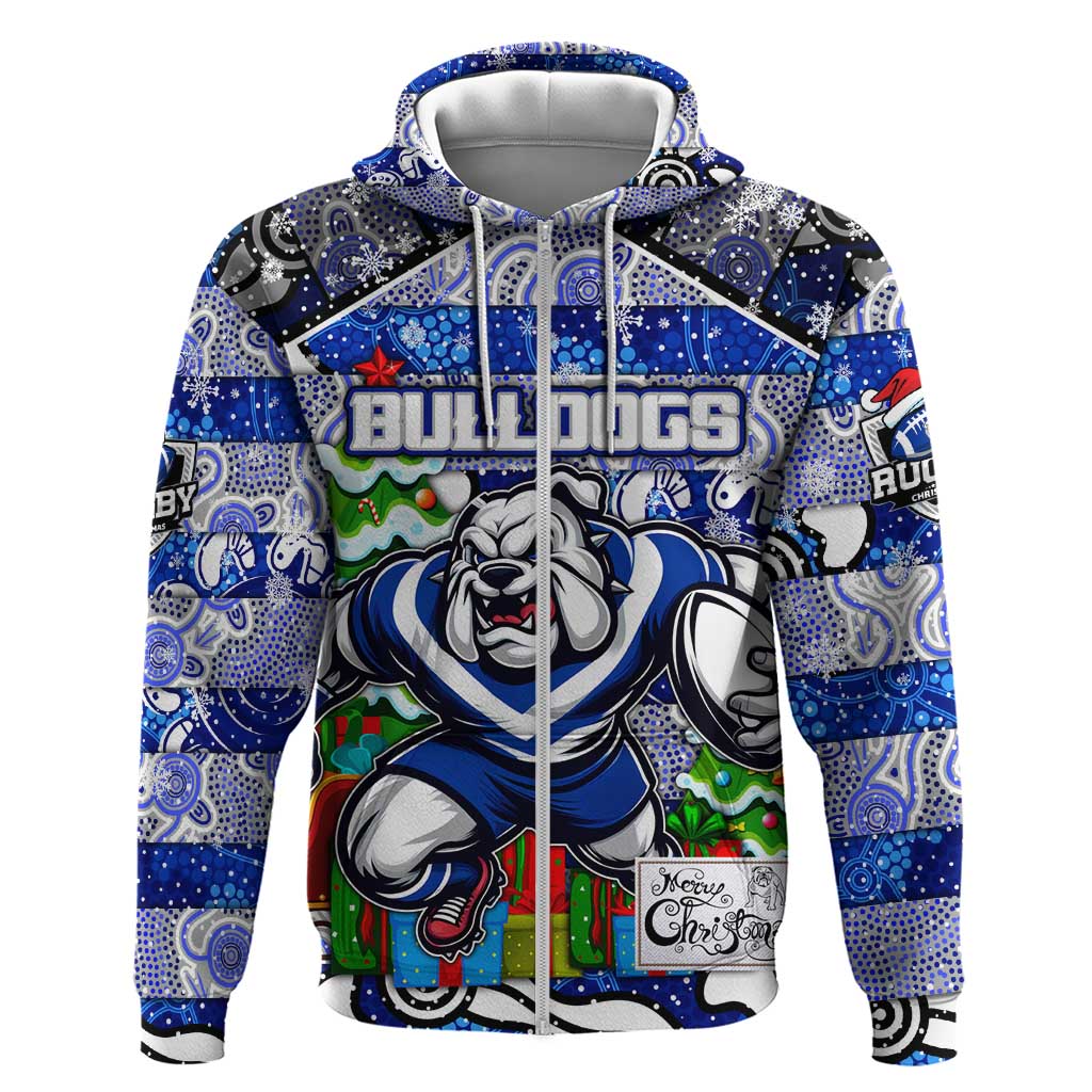 Custom Bulldogs Rugby Merry Christmas Hoodie Indigenous Australian Art - Vibe Hoodie Shop