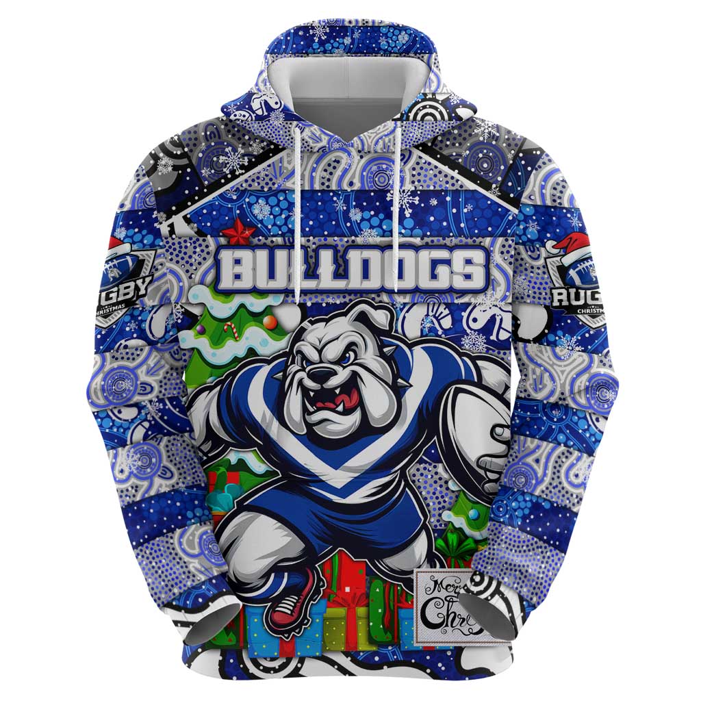 Custom Bulldogs Rugby Merry Christmas Hoodie Indigenous Australian Art - Vibe Hoodie Shop