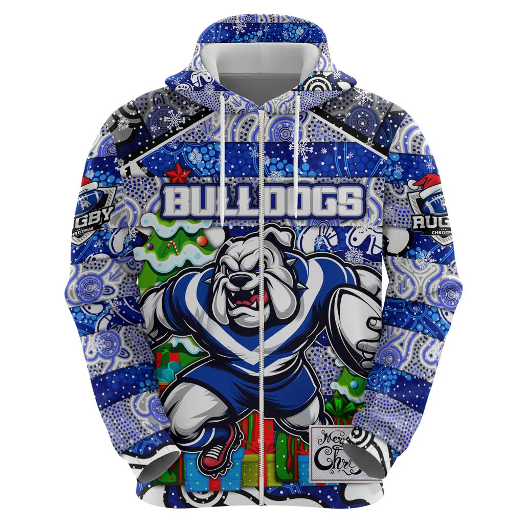 Custom Bulldogs Rugby Merry Christmas Hoodie Indigenous Australian Art - Vibe Hoodie Shop