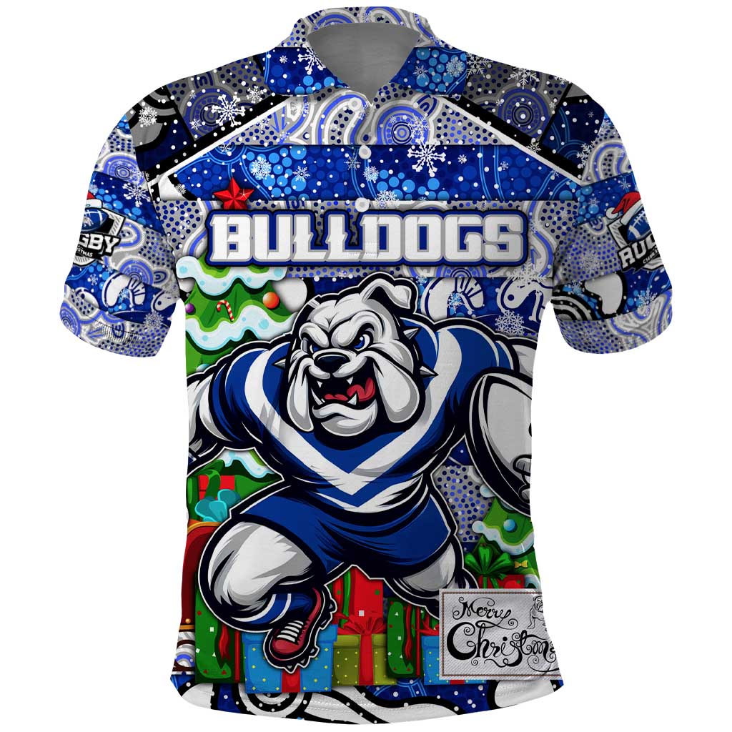 Custom Bulldogs Rugby Merry Christmas Polo Shirt Indigenous Australian Art - Vibe Hoodie Shop