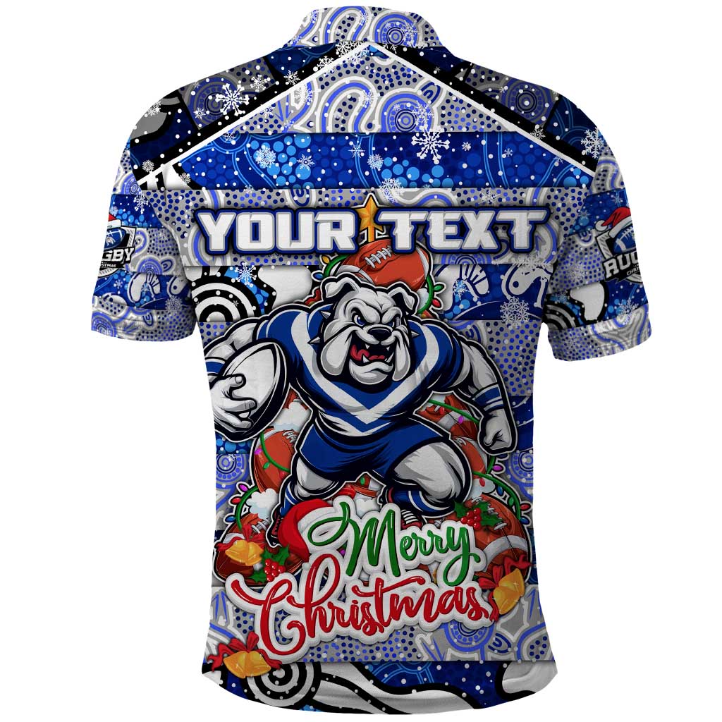 Custom Bulldogs Rugby Merry Christmas Polo Shirt Indigenous Australian Art - Vibe Hoodie Shop