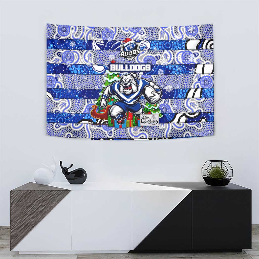 Bulldogs Rugby Merry Christmas Tapestry Indigenous Australian Art - Vibe Hoodie Shop