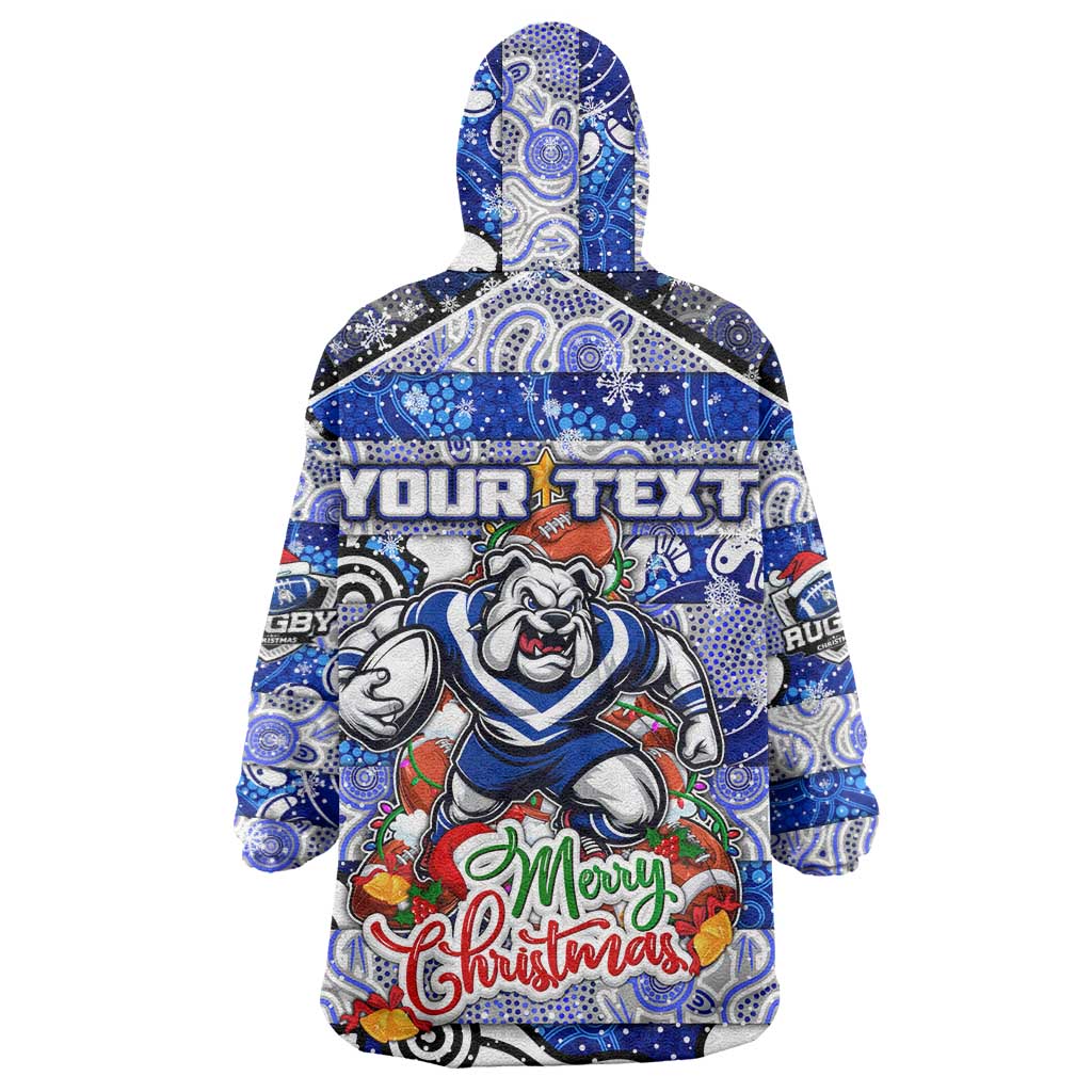 Custom Bulldogs Rugby Merry Christmas Wearable Blanket Hoodie Indigenous Australian Art - Vibe Hoodie Shop