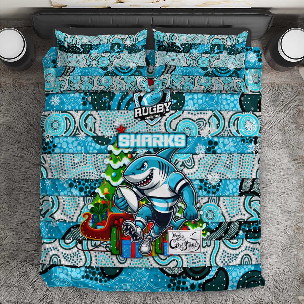 Sharks Rugby Merry Christmas Bedding Set Indigenous Australian Art - Vibe Hoodie Shop