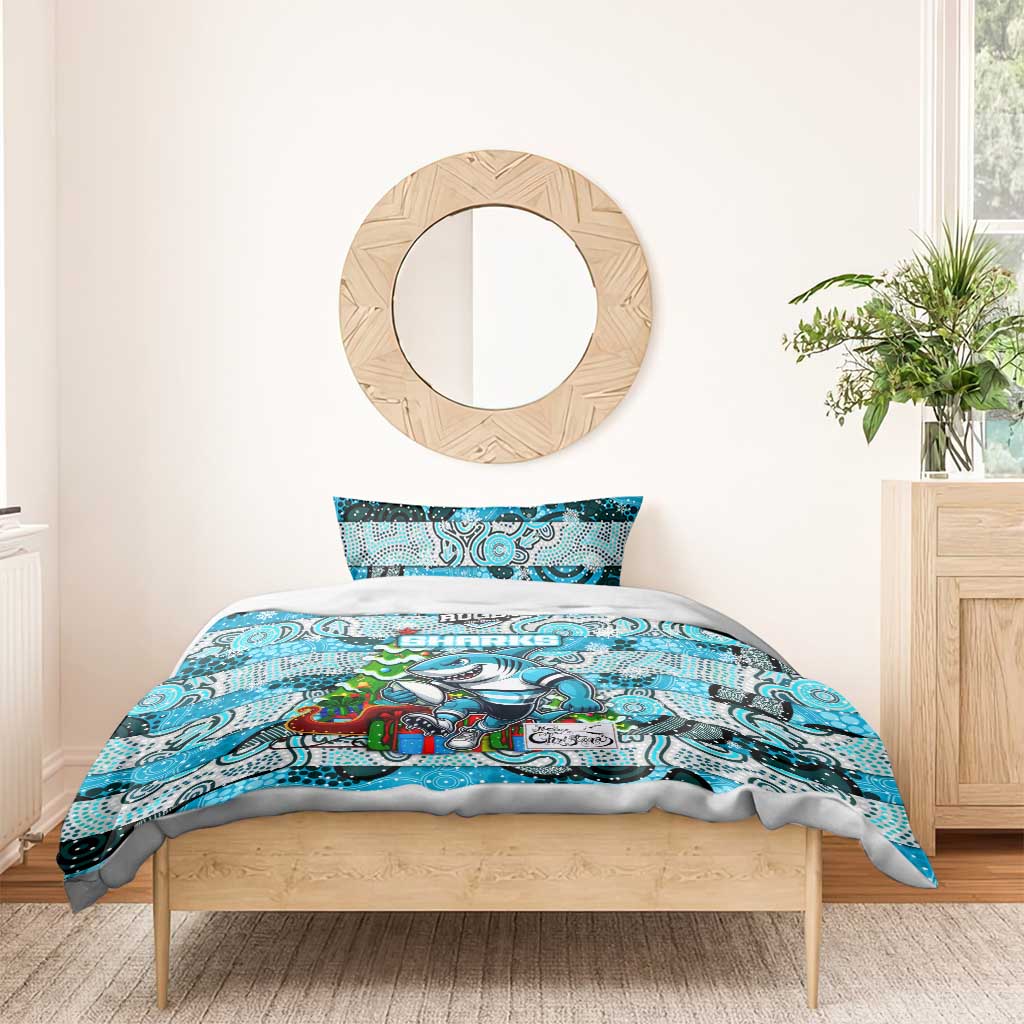 Sharks Rugby Merry Christmas Bedding Set Indigenous Australian Art - Vibe Hoodie Shop