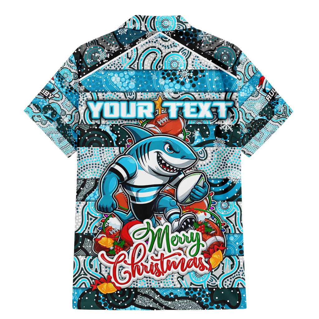 Custom Sharks Rugby Merry Christmas Family Matching Mermaid Dress and Hawaiian Shirt Indigenous Australian Art