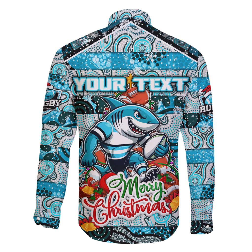 Custom Sharks Rugby Merry Christmas Family Matching Mermaid Dress and Hawaiian Shirt Indigenous Australian Art