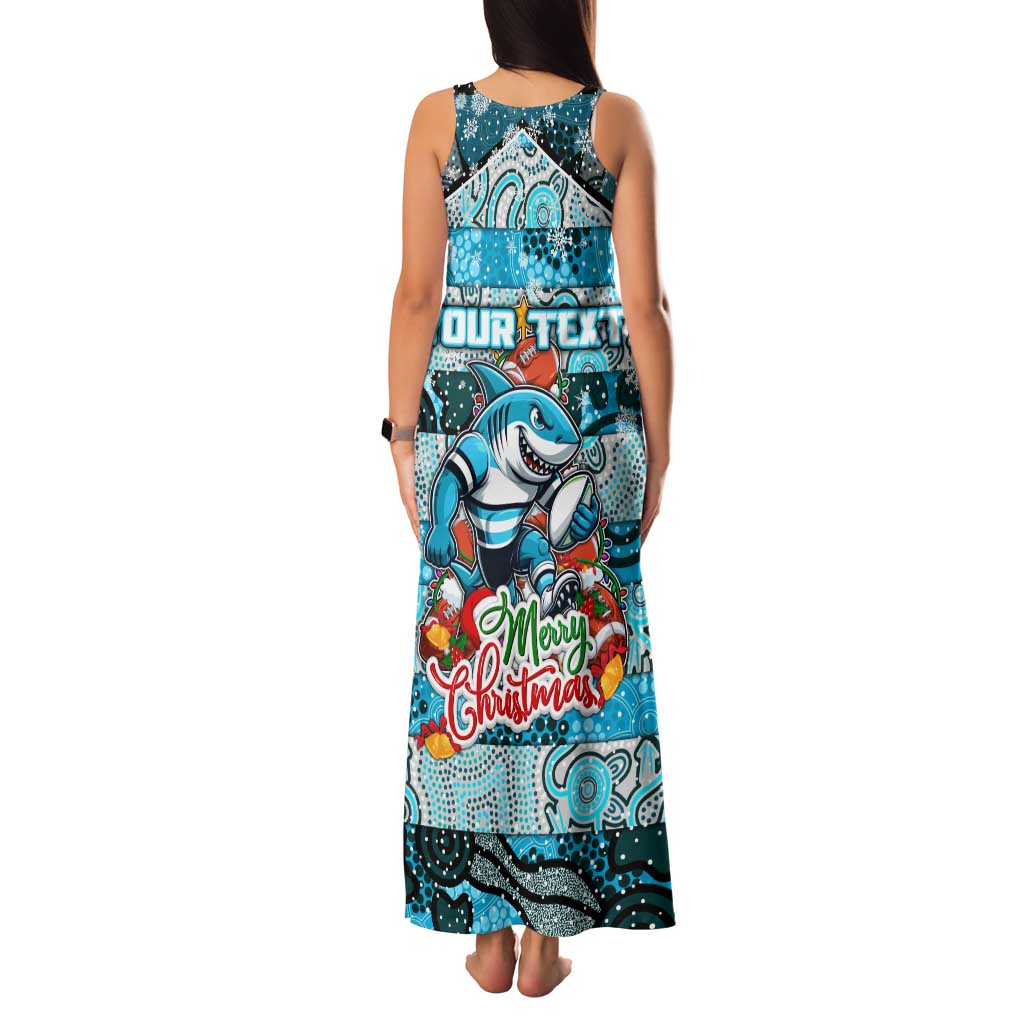 Custom Sharks Rugby Merry Christmas Family Matching Tank Maxi Dress and Hawaiian Shirt Indigenous Australian Art