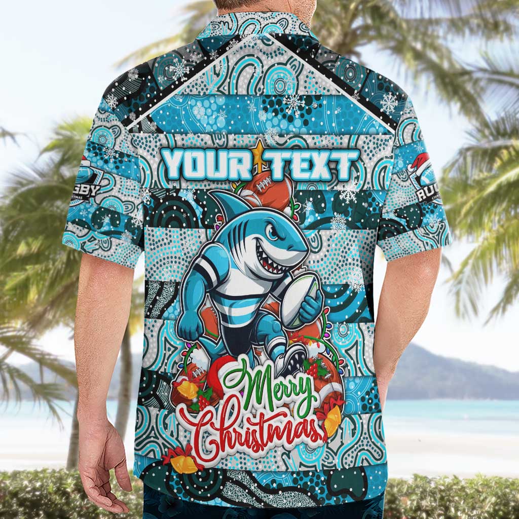 Custom Sharks Rugby Merry Christmas Hawaiian Shirt Indigenous Australian Art - Vibe Hoodie Shop