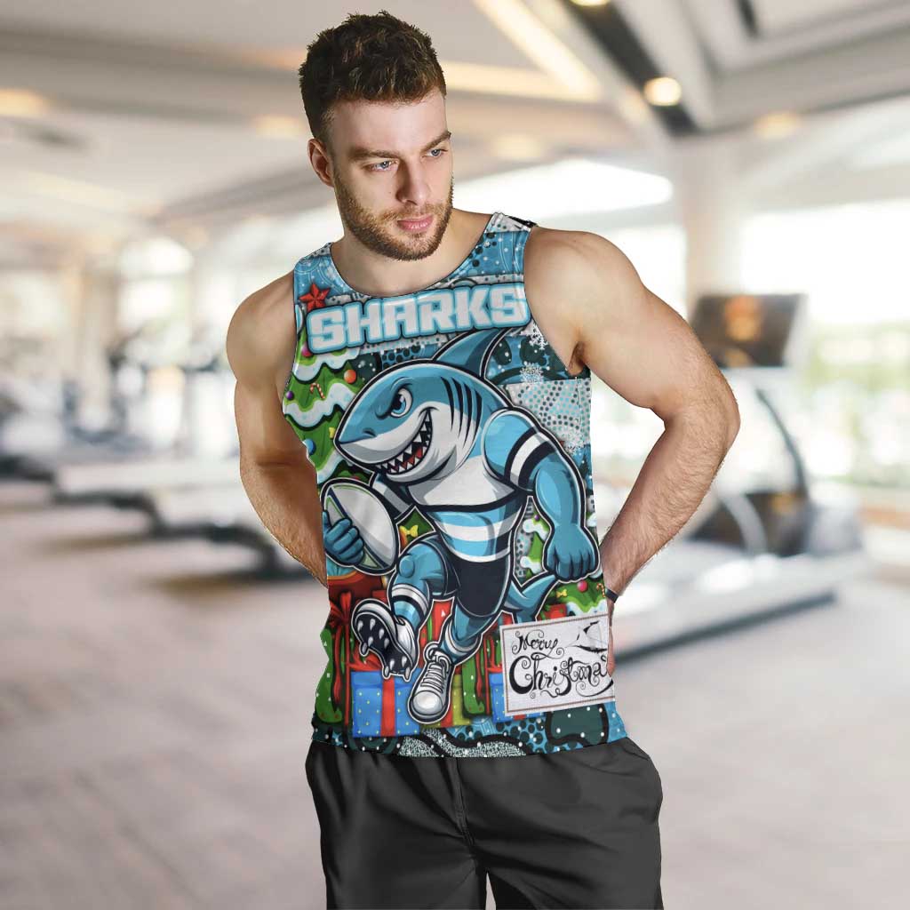 Custom Sharks Rugby Merry Christmas Men Tank Top Indigenous Australian Art - Vibe Hoodie Shop