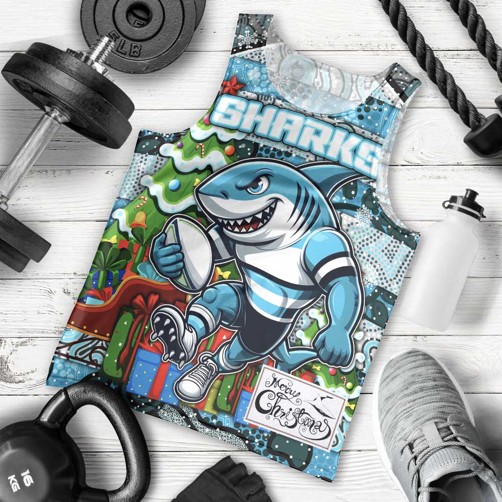 Custom Sharks Rugby Merry Christmas Men Tank Top Indigenous Australian Art - Vibe Hoodie Shop
