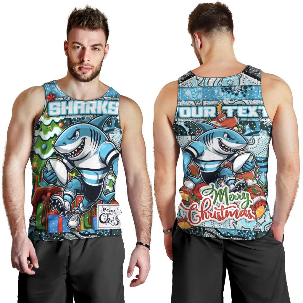 Custom Sharks Rugby Merry Christmas Men Tank Top Indigenous Australian Art - Vibe Hoodie Shop