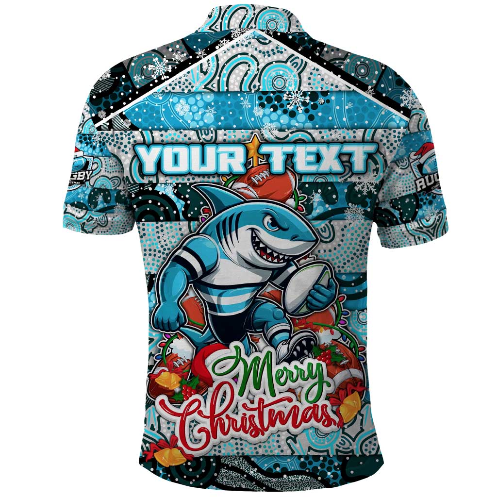 Custom Sharks Rugby Merry Christmas Polo Shirt Indigenous Australian Art - Vibe Hoodie Shop