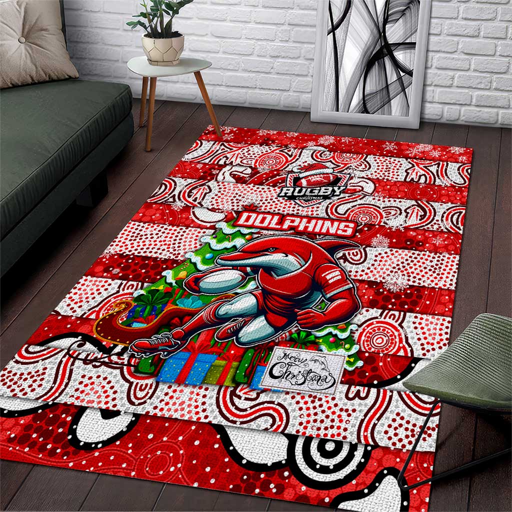 Dolphins Rugby Merry Christmas Area Rug Indigenous Australian Art - Vibe Hoodie Shop