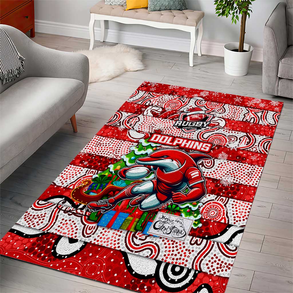 Dolphins Rugby Merry Christmas Area Rug Indigenous Australian Art - Vibe Hoodie Shop