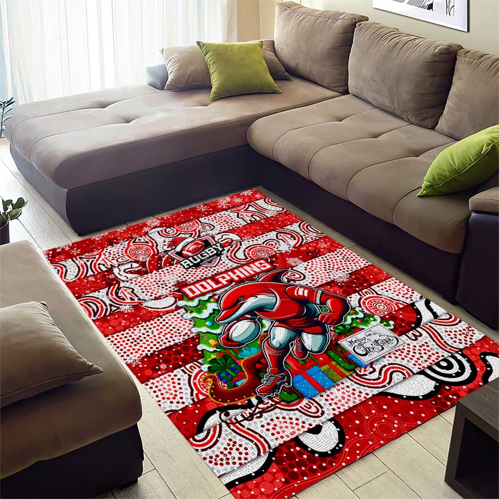 Dolphins Rugby Merry Christmas Area Rug Indigenous Australian Art - Vibe Hoodie Shop