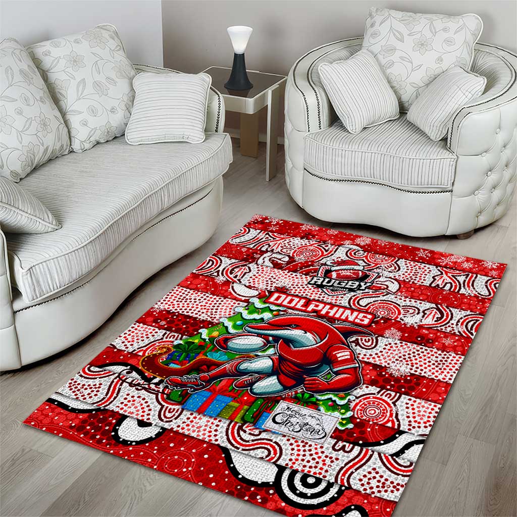 Dolphins Rugby Merry Christmas Area Rug Indigenous Australian Art - Vibe Hoodie Shop