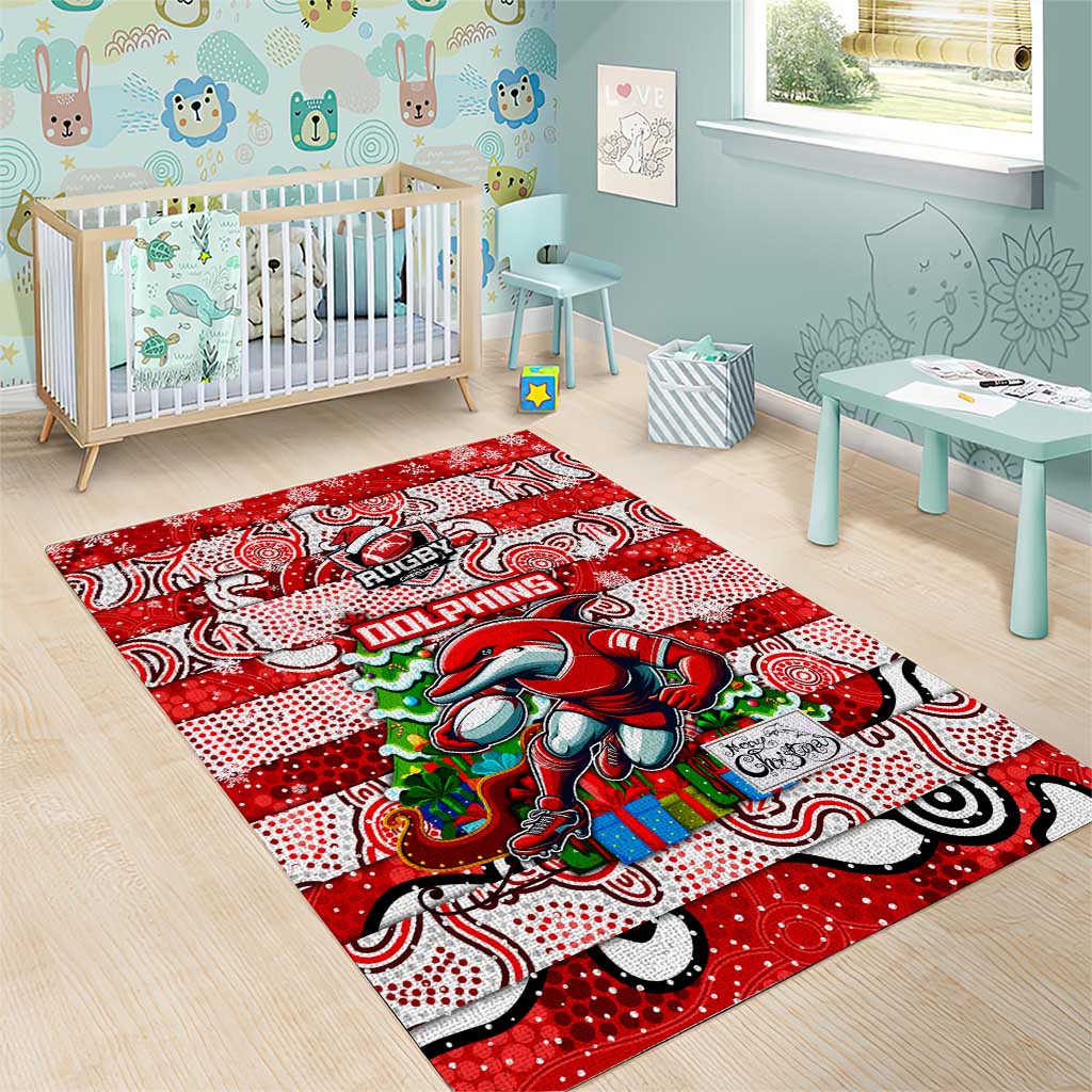 Dolphins Rugby Merry Christmas Area Rug Indigenous Australian Art - Vibe Hoodie Shop