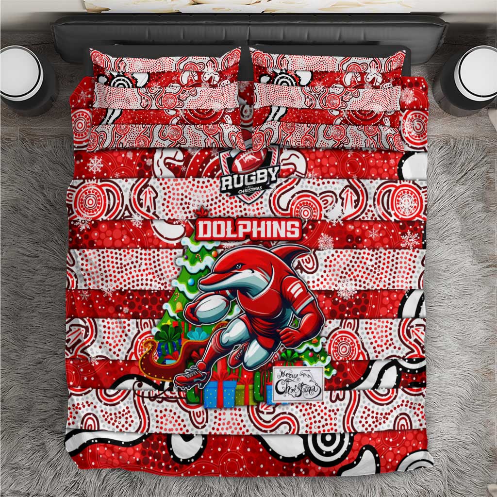 Dolphins Rugby Merry Christmas Bedding Set Indigenous Australian Art - Vibe Hoodie Shop