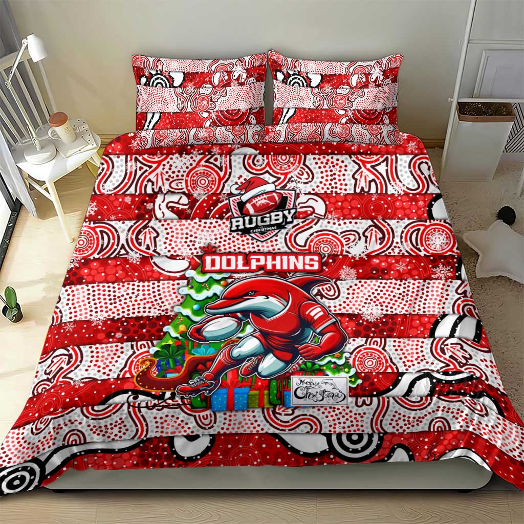 Dolphins Rugby Merry Christmas Bedding Set Indigenous Australian Art - Vibe Hoodie Shop